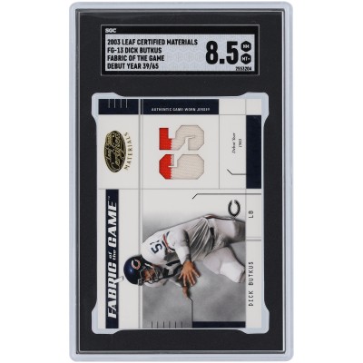 Dick Butkus Chicago Bears 2003 Leaf Certified 2 Color GU Relic #FG-13 #39/65 SGC Authenticated 8.5 Card
