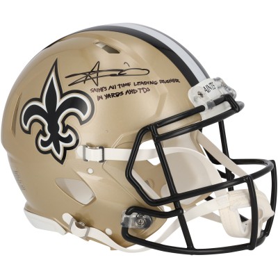 Alvin Kamara New Orleans Saints Autographed Fanatics Authentic Riddell Speed Authentic Helmet with Leading Rusher Inscription - Limited Edition #10/10