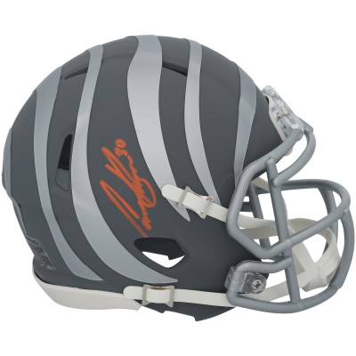 Chase Brown Cincinnati Bengals Autographed Fanatics Authentic Riddell 2024 Slate Speed Mini Helmet