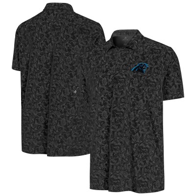 Carolina Panthers Antigua Black Lush Polo
