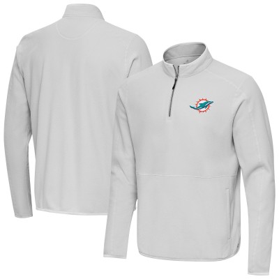 Miami Dolphins Antigua Gray Step Up Quarter-Zip Pullover