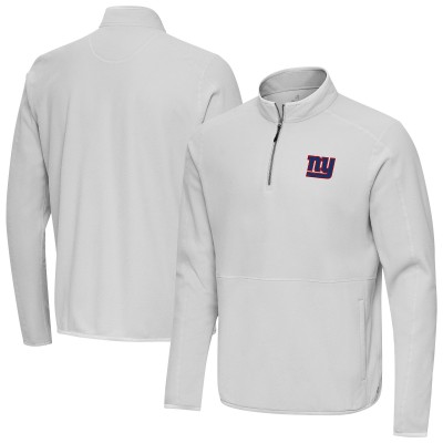 New York Giants Antigua Gray Step Up Quarter-Zip Pullover