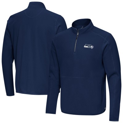 Seattle Seahawks Antigua College Navy Step Up Quarter-Zip Pullover
