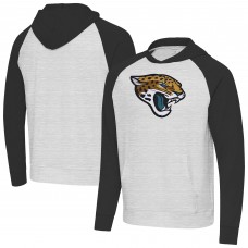 Jacksonville Jaguars Antigua Heather Gray/Black Urgent Raglan Pullover Hoodie