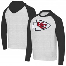 Kansas City Chiefs Antigua Heather Gray/Black Urgent Raglan Pullover Hoodie