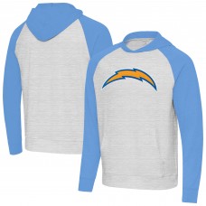 Los Angeles Chargers Antigua Heather Gray/Heather Powder Blue Urgent Raglan Pullover Hoodie