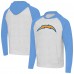 Los Angeles Chargers Antigua Heather Gray/Heather Powder Blue Urgent Raglan Pullover Hoodie