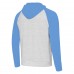 Los Angeles Chargers Antigua Heather Gray/Heather Powder Blue Urgent Raglan Pullover Hoodie