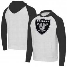 Las Vegas Raiders Antigua Heather Gray/Black Urgent Raglan Pullover Hoodie