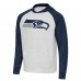 Seattle Seahawks Antigua Heather Gray/Heather College Navy Urgent Raglan Pullover Hoodie