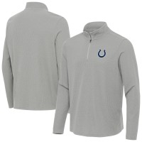 Indianapolis Colts Antigua Heather Gray Sync Tri-Blend Quarter-Zip Pullover