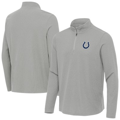 Indianapolis Colts Antigua Heather Gray Sync Tri-Blend Quarter-Zip Pullover