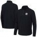 Pittsburgh Steelers Antigua Heather Black Sync Tri-Blend Quarter-Zip Pullover