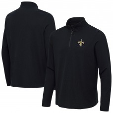 New Orleans Saints Antigua Heather Black Sync Tri-Blend Quarter-Zip Pullover New Orleans Saints Antigua Heather Black Sync Tri-Blend Quarter-Zip Pullover
