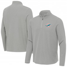 Miami Dolphins Antigua Heather Gray Sync Tri-Blend Quarter-Zip Pullover