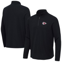 Kansas City Chiefs Antigua Heather Black Sync Tri-Blend Quarter-Zip Pullover