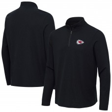 Kansas City Chiefs Antigua Heather Black Sync Tri-Blend Quarter-Zip Pullover