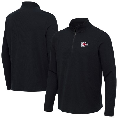 Kansas City Chiefs Antigua Heather Black Sync Tri-Blend Quarter-Zip Pullover