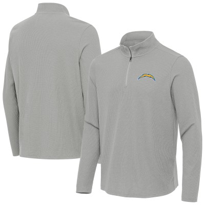 Los Angeles Chargers Antigua Heather Gray Sync Tri-Blend Quarter-Zip Pullover