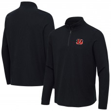 Cincinnati Bengals Antigua Heather Black Sync Tri-Blend Quarter-Zip Pullover