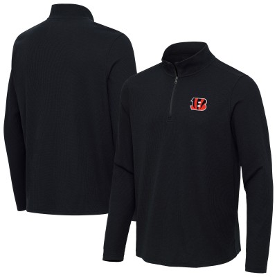Cincinnati Bengals Antigua Heather Black Sync Tri-Blend Quarter-Zip Pullover