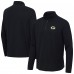 Green Bay Packers Antigua Heather Black Sync Tri-Blend Quarter-Zip Pullover