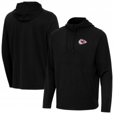 Kansas City Chiefs Antigua Black Connected Quarter-Zip Pullover Hoodie