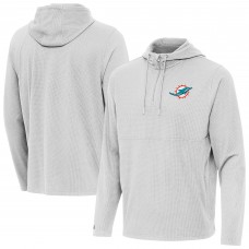 Miami Dolphins Antigua Gray Connected Quarter-Zip Pullover Hoodie