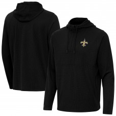 New Orleans Saints Antigua Black Connected Quarter-Zip Pullover Hoodie New Orleans Saints Antigua Black Connected Quarter-Zip Pullover Hoodie