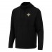 New Orleans Saints Antigua Black Connected Quarter-Zip Pullover Hoodie