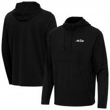 New York Jets Antigua Black Connected Quarter-Zip Pullover Hoodie New York Jets Antigua Black Connected Quarter-Zip Pullover Hoodie