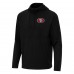 San Francisco 49ers Antigua Black Connected Quarter-Zip Pullover Hoodie