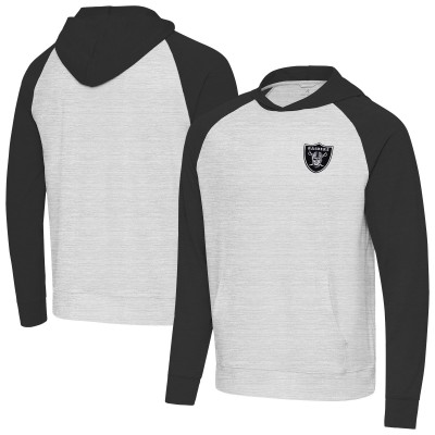 Las Vegas Raiders Antigua Black/Heather Gray Urgent Pullover Hoodie
