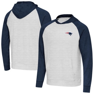New England Patriots Antigua Heather Navy/Gray Urgent Pullover Hoodie