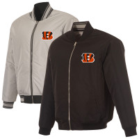 Cincinnati Bengals JH Design Black/Gray Full-Zip Reversible Flight Jacket