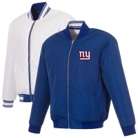 New York Giants JH Design Royal/White Full-Zip Reversible Flight Jacket