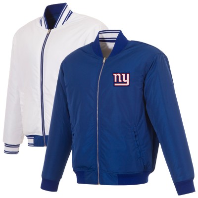 New York Giants JH Design Royal/White Full-Zip Reversible Flight Jacket