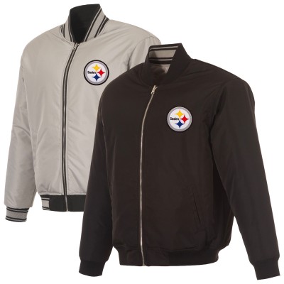 Куртка Pittsburgh Steelers JH Design Black/Gray Reversible Flight