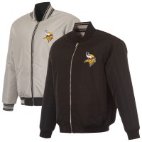 Minnesota Vikings JH Design Black/Gray Full-Zip Reversible Flight Jacket