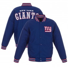 New York Giants JH Design Royal Full-Snap Poly Twill Varsity Jacket