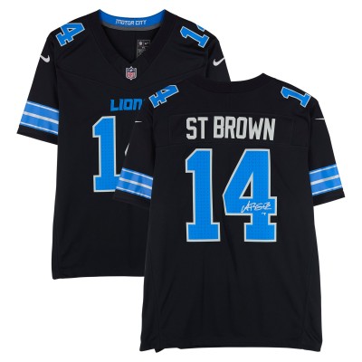 Игровая джерси Amon-Ra St. Brown Detroit Lions Autographed Fanatics Authentic Black Nike Vapor F.U.S.E. Limited