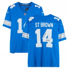 Игровая джерси Amon-Ra St. Brown Detroit Lions Autographed Fanatics Authentic Blue Nike Vapor F.U.S.E. Limited with One Pride Inscription