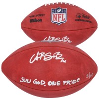 Amon-Ra St. Brown Detroit Lions Autographed Fanatics Authentic Wilson Duke Full Color Football with Sun God & One Pride Inscriptions - Limited Edition of 10