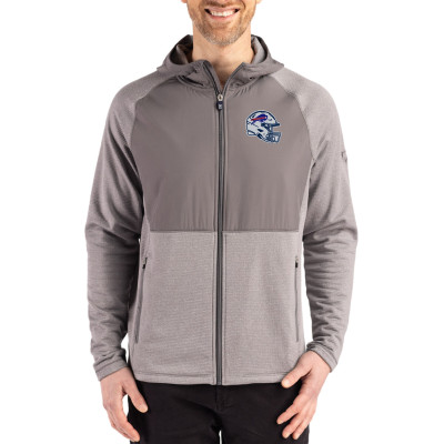 Куртка Buffalo Bills Cutter & Buck Heather Gray Peshastin Eco Fleece Recycled Raglan Full-Zip Tri-Blend Hybrid