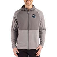 Denver Broncos Cutter & Buck Heather Gray Peshastin Eco Fleece Recycled Raglan Full-Zip Tri-Blend Hybrid Jacket