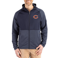 Куртка Chicago Bears Cutter & Buck Heather Navy Peshastin Eco Fleece Recycled Raglan Full-Zip Tri-Blend Hybrid