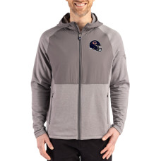 Куртка Chicago Bears Cutter & Buck Heather Gray Peshastin Eco Fleece Recycled Raglan Full-Zip Tri-Blend Hybrid