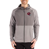 Kansas City Chiefs Cutter & Buck Heather Gray Peshastin Eco Fleece Recycled Raglan Full-Zip Tri-Blend Hybrid Jacket