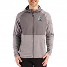 Los Angeles Chargers Cutter & Buck Heather Gray Peshastin Eco Fleece Recycled Raglan Full-Zip Tri-Blend Hybrid Jacket