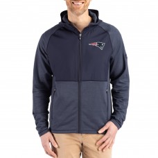New England Patriots Cutter & Buck Heather Navy Peshastin Eco Fleece Recycled Raglan Full-Zip Tri-Blend Hybrid Jacket